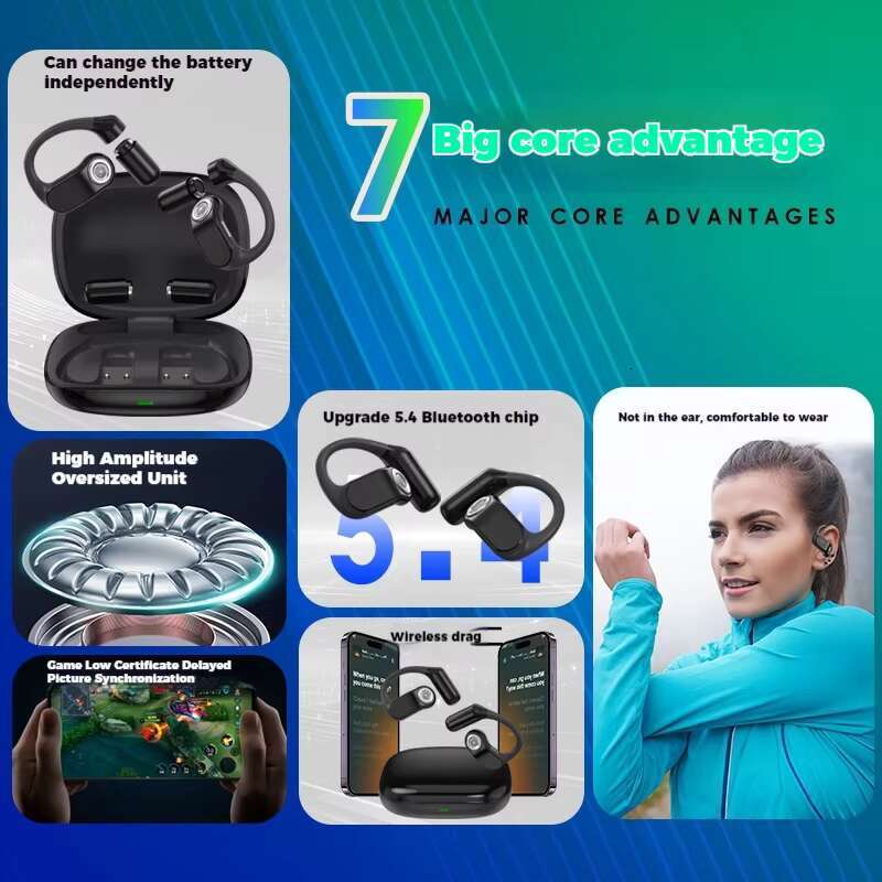 SJ12 Open ear wireless OWS Bluetooth sports earphones long life free switching replaceable battery design
