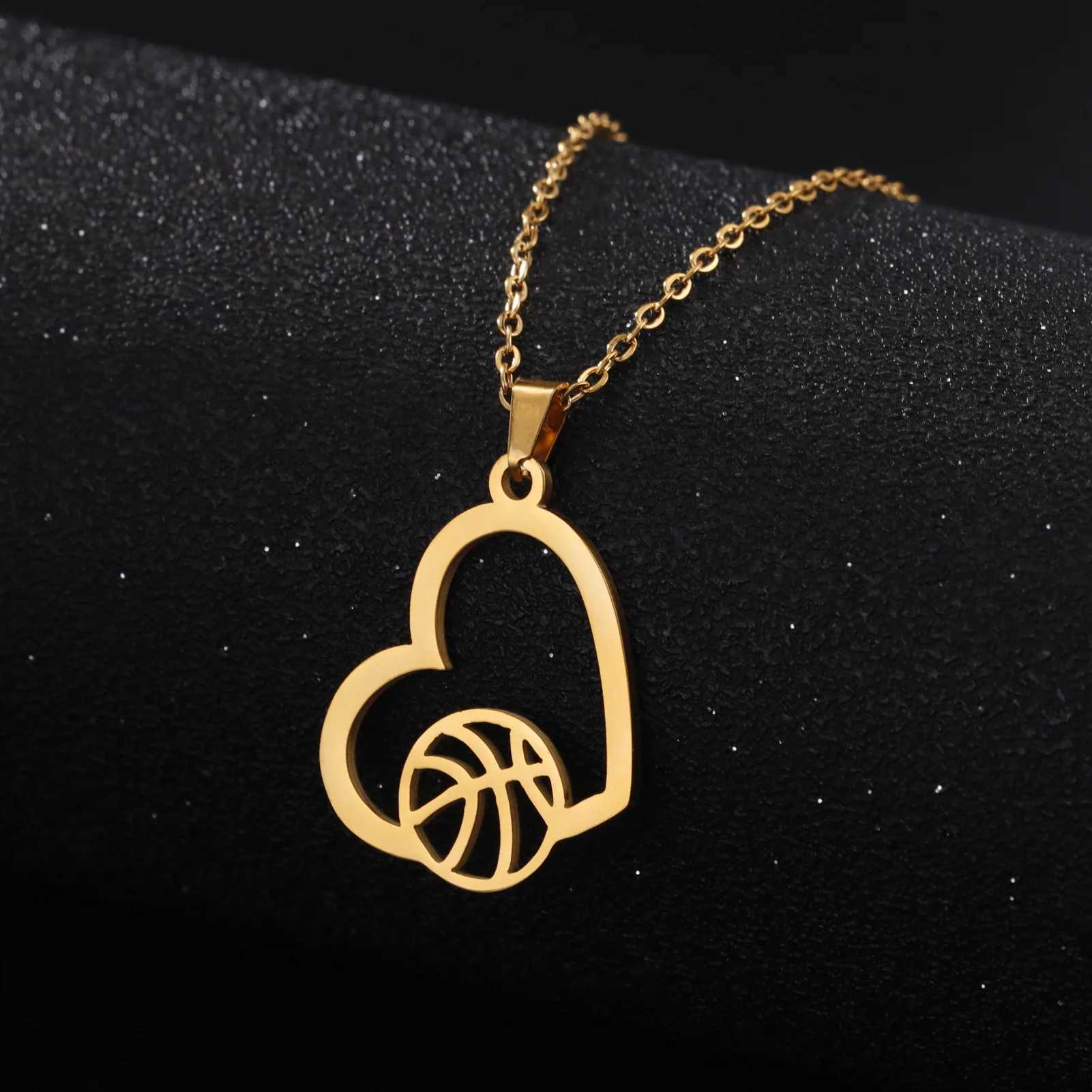 HIPEE Fashion Volleyball Heart Pendant Necklace for Woman Girls Heart Sports Chain Necklaces 316L Stainless Steel Jewelry GiftsC250407