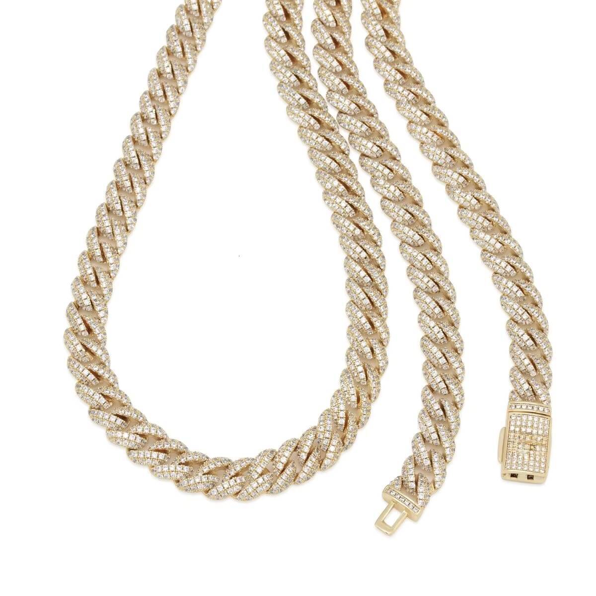 Custom Cuban Moissanite Diamond Mens Necklace Sterling Silver 925 Iced Out Hip Hop Jewelry Cuban Link Chain