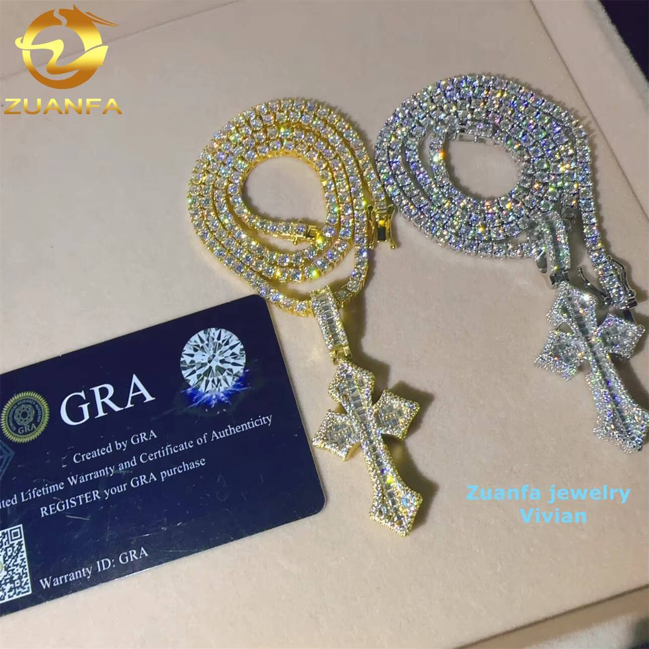 Custom Hip Hop Pendant D Color VVS Moissanite Diamond Fine Jewelry Fashion Luxury Sterling Silver 925 Moissanite Cross Pendant