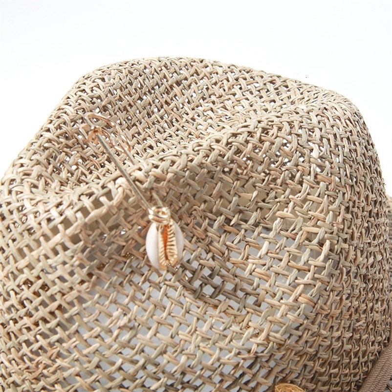 s European and American Style Pin Straw Hat Female Hollow Letter Sun Hat Fashion Metal Chain Sunshade Hat 250326