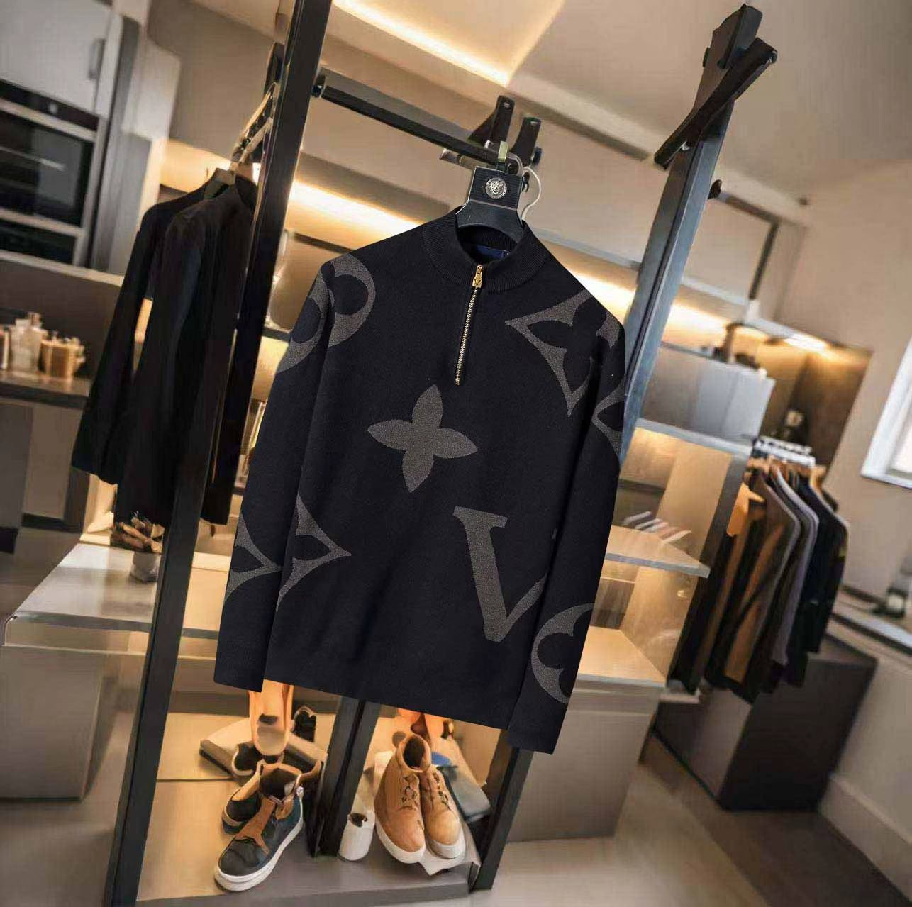 mix style designer autumn luxury mens sweater clothing pullover slim fit casual sweatshirt geometry patchwork color print Male fashion woollen woolly jumper