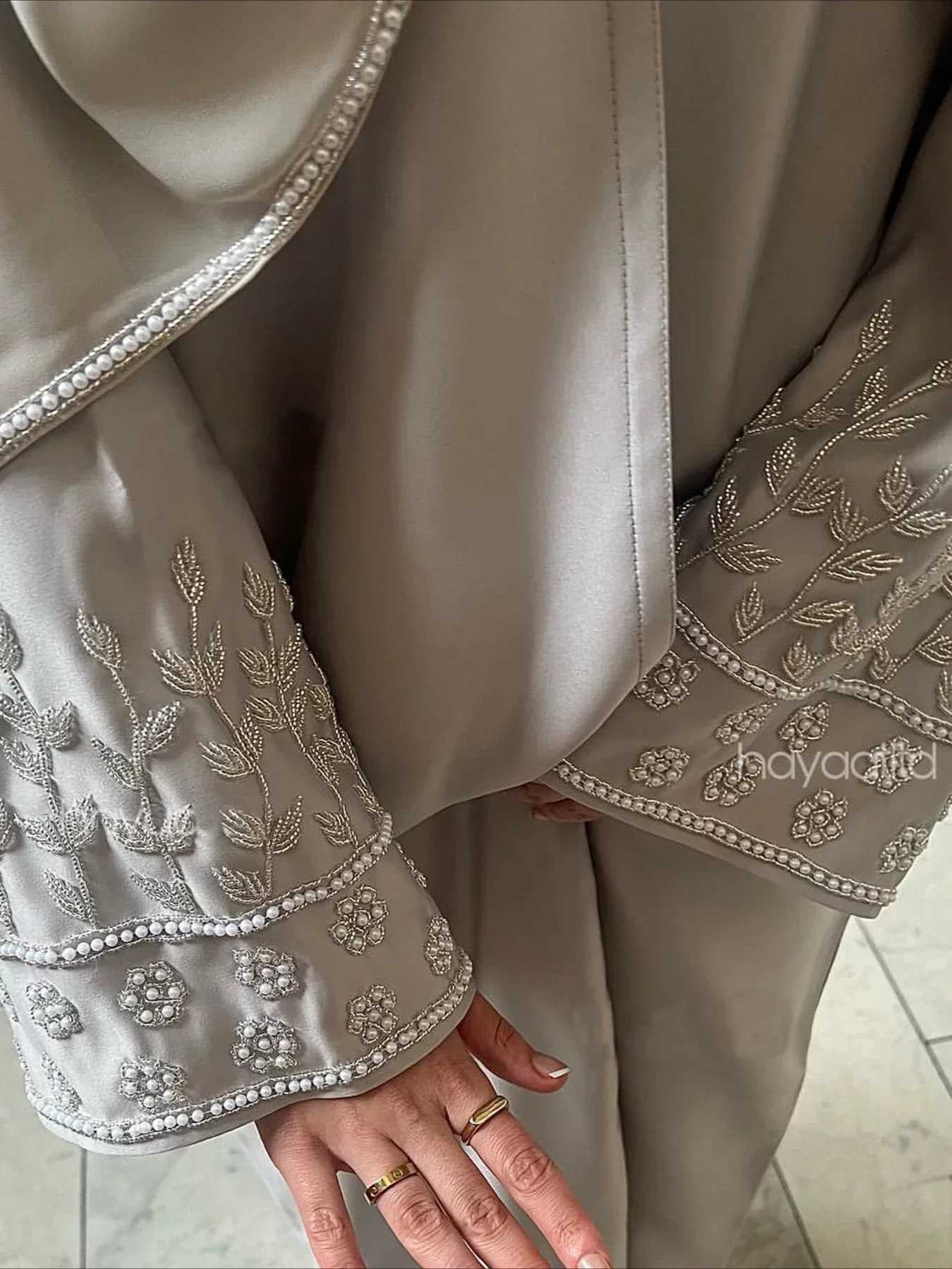 Eid al Fitr Party Abaya Women Beads Slim Long cardigan Abayas Ramadan Trkiye Islamic Robe Belt Dubai Morocco Arab Vestidos W250401