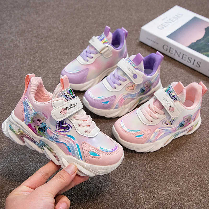 Disney Frozen Girls Sneakers Waterproof New Leather Girl Princess Casual Boots Childrens Nonslip Soft Soles Anna Elsa Shoes H251101