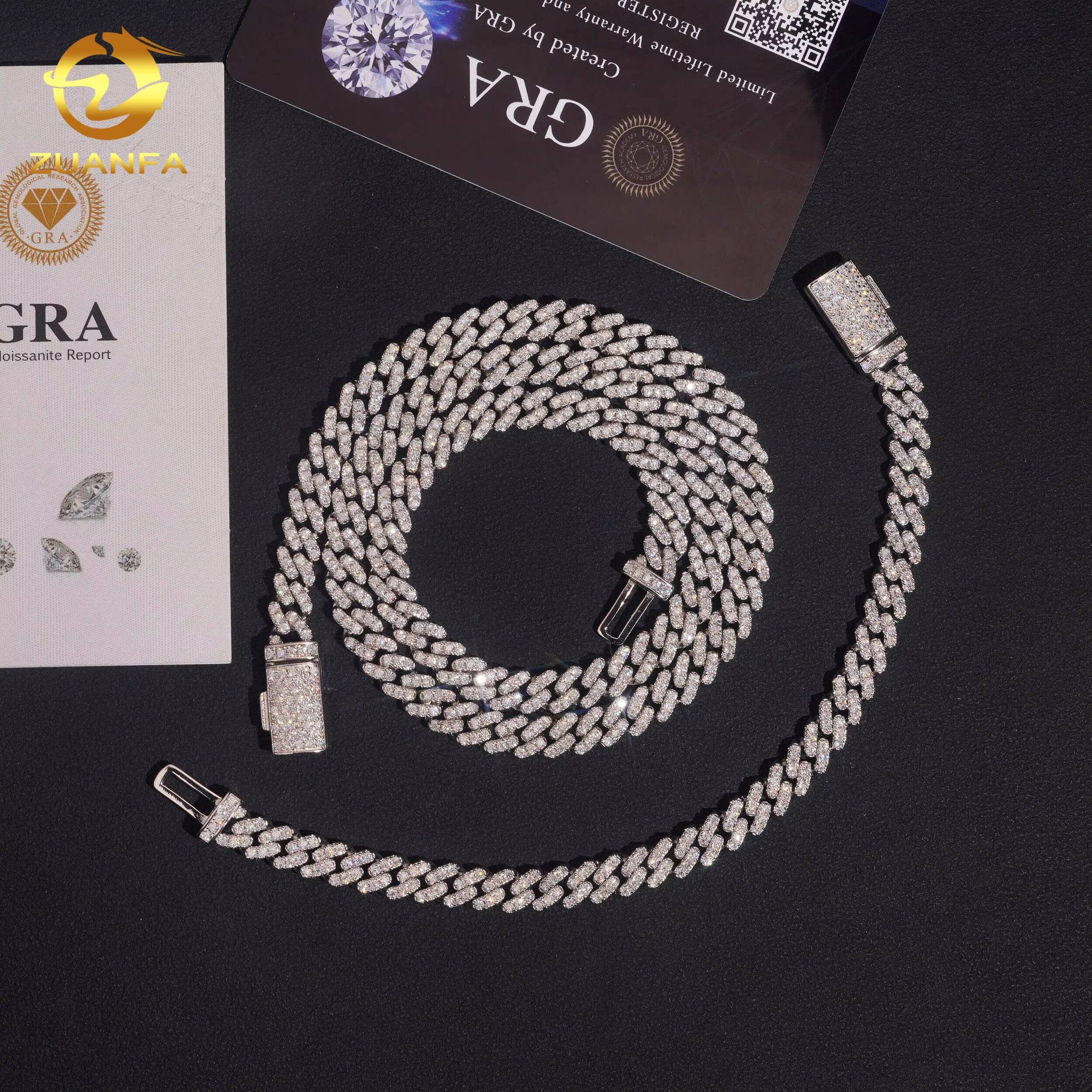 USA Local Stock Cuban Chain Moissanite Hip Hop Jewelry 6mm Moissanite Cuban Link Chain 925Silver Iced Out Cuban Bracelet for Men