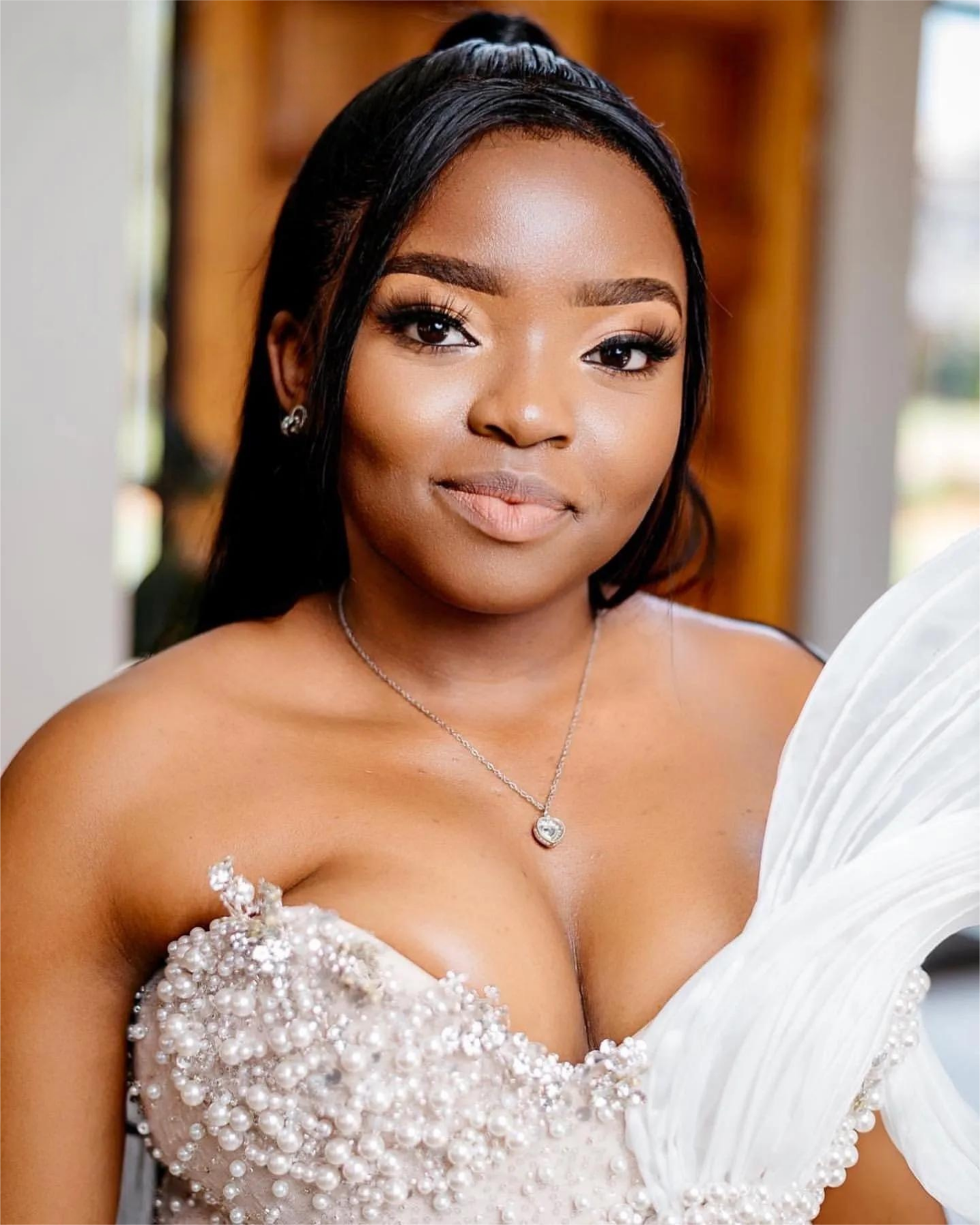 Ivory Mermaid Prom Dress Beaded Pearls High Split Evening Formal Party Second Reception Birthday Engagement Gowns Dresses Robe De Soiree