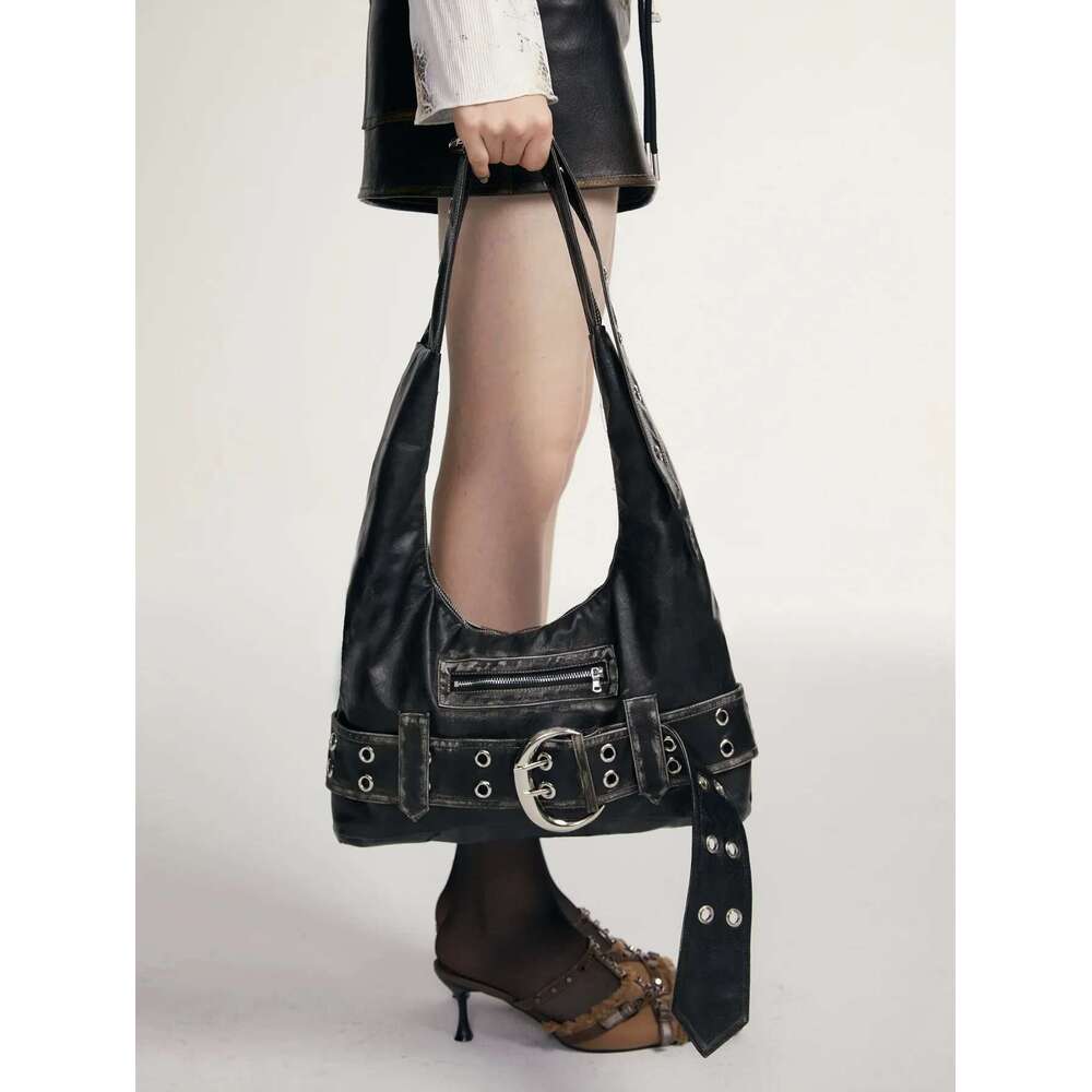 Women's Bags Belt buckle Women Designer Handbag And Purses PU Rivet Multiple Pockets Y2K Large Capacity Shoulder bags big totes