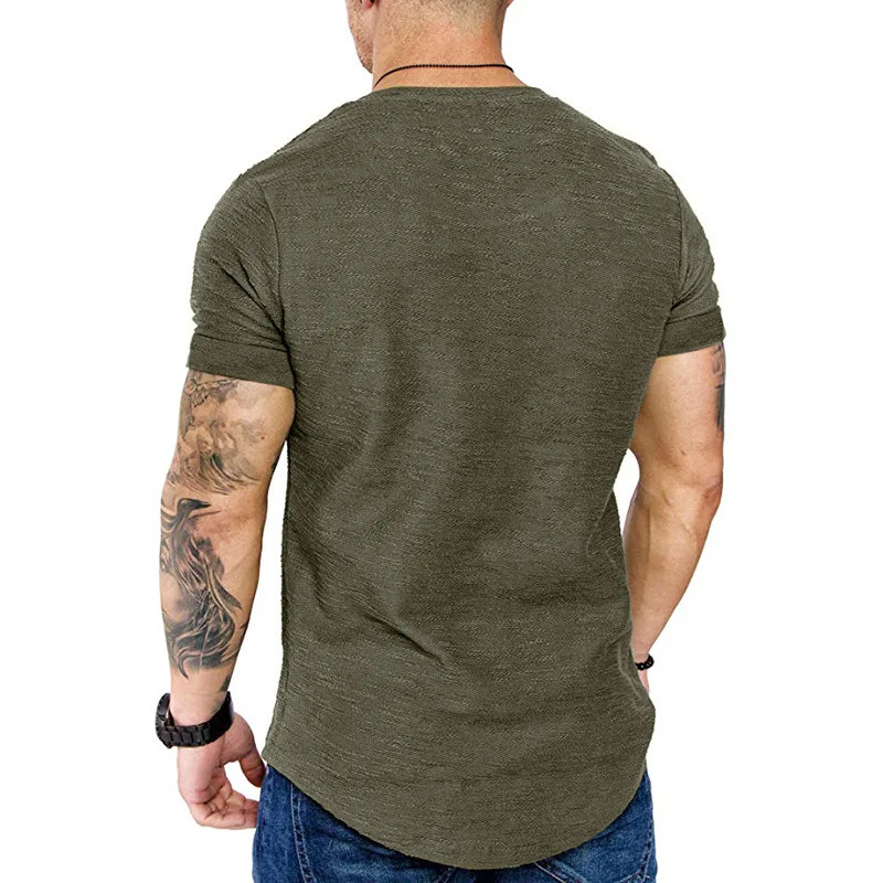 MRMT European Code Spring/Summer Collection Solid Color Leather Label Round Neck Mens Short Sleeve T-shirt 250328