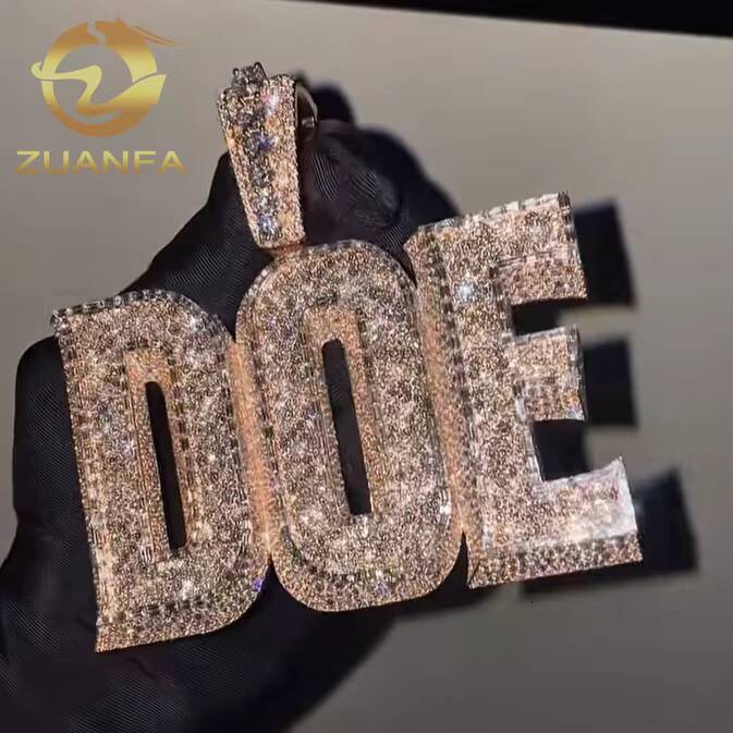 3D Custom Letter Pendant Hip Hop Jewelry Moissanite Iced Out Pendant 925 Silver Moissanite Pendant Men Rapper Jewelry