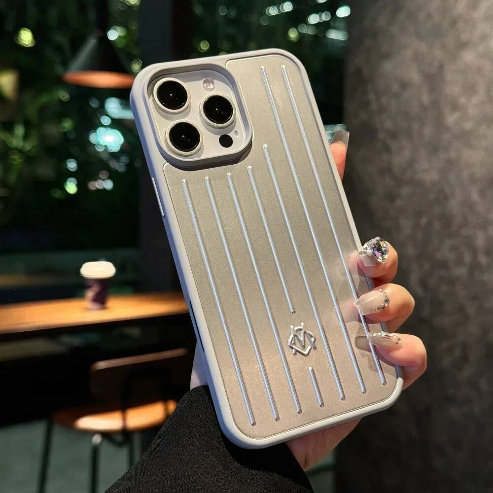 3D Corrugated Stripe Stylish Business Luggage Phone Case for IPhone17 Pro Max 16 15 14 13 Hard Shockproof Bumper Luxury Funda