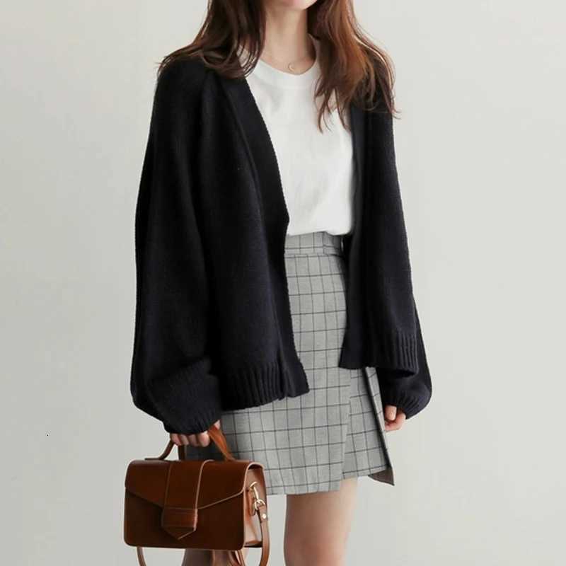 Fashion New Elegant Loose Womens Short Sweater Casual Office Solid Color Knitted Cardigan JacketT251101