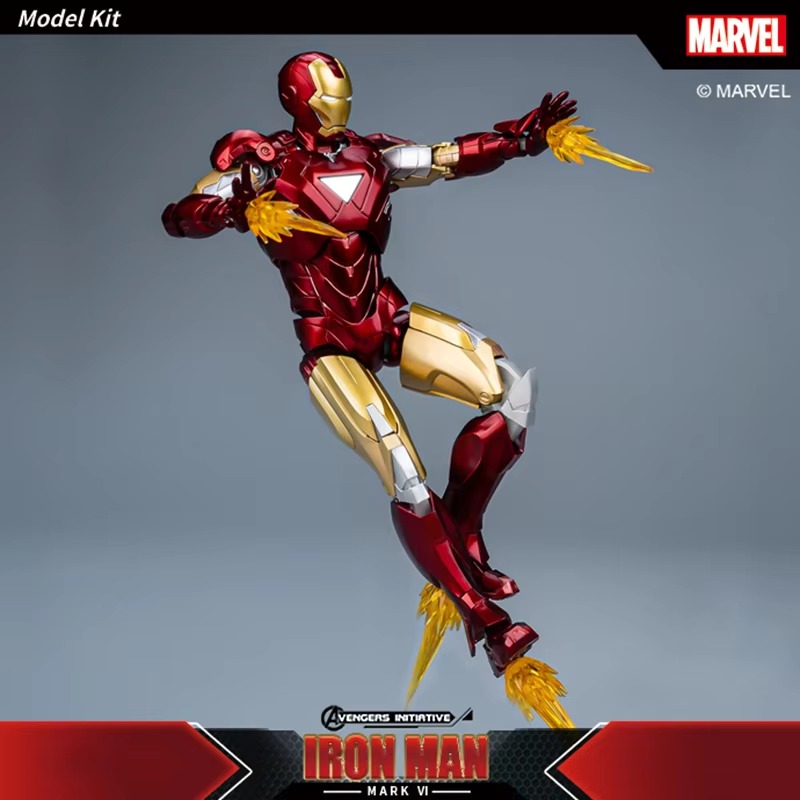 Fondjoy Marvel Avengers Iron Man MK6 1/12 Scale ABS Action Figure, Movable Joints Collectible Model Kit for Boys Adult Collectors, Birthday Gifts
