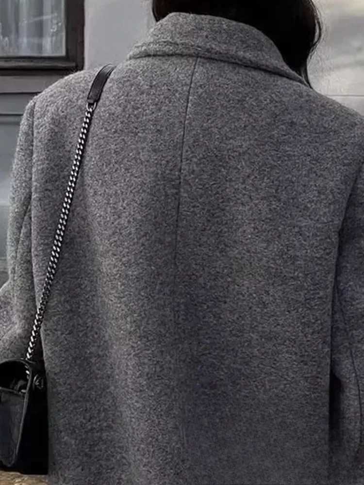 KONDALA Vintage Casual Chic Solid Women Overcoat Double Breasted Oversized Long Jackets Fashion 2025 Autumn Winter Thick CoatsT251101