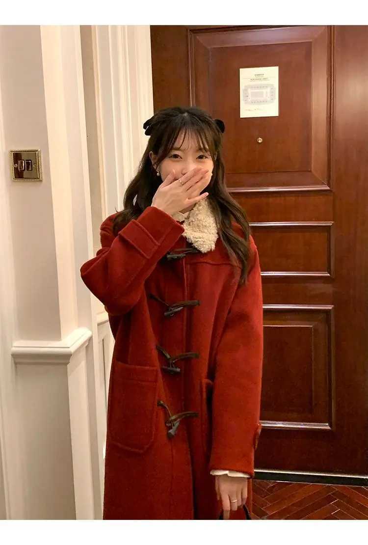 Wool Jackets Women Long Coat Autumn Winter Woolen Overcoat Vintage 2025 Single Breasted Turn Down Collar Office Lady OuterwearT251101