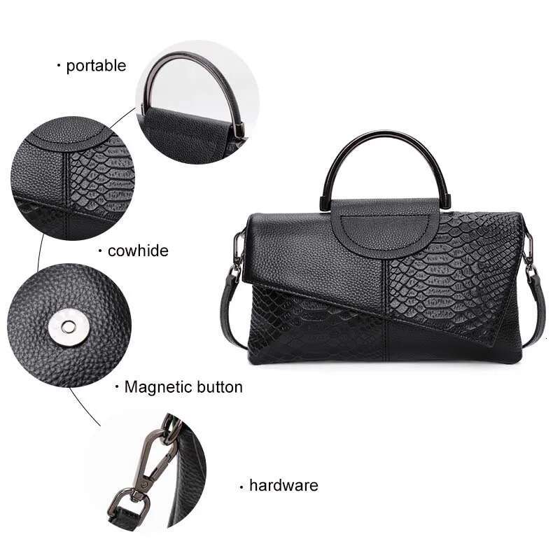 New Women's Snake Pattern Printed Handbag With And Multi Functional Leather Wallet