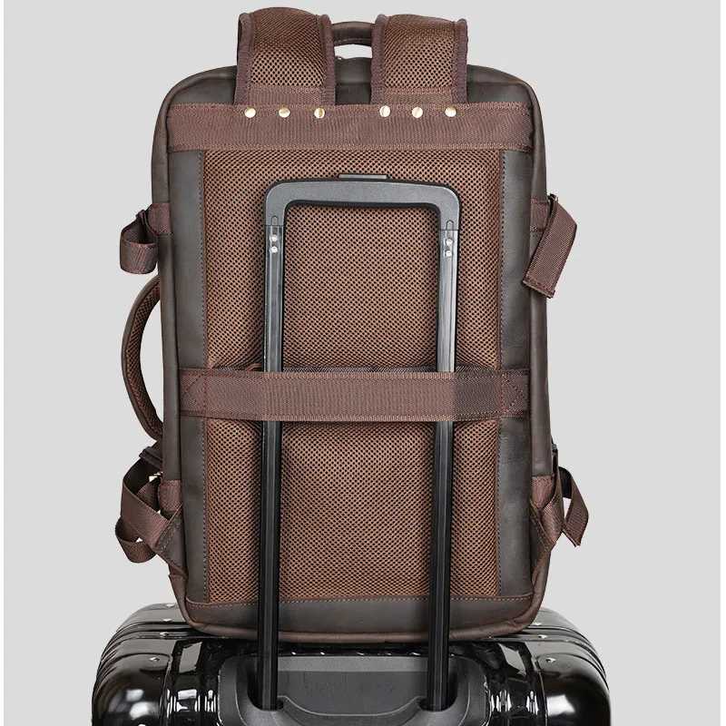 Vintage Crazy Horse Leather Mens Backpack Cowhide Rucksack Large Classic Travel Backpack Big 156 laptop Man Cputer Handbag Y251101