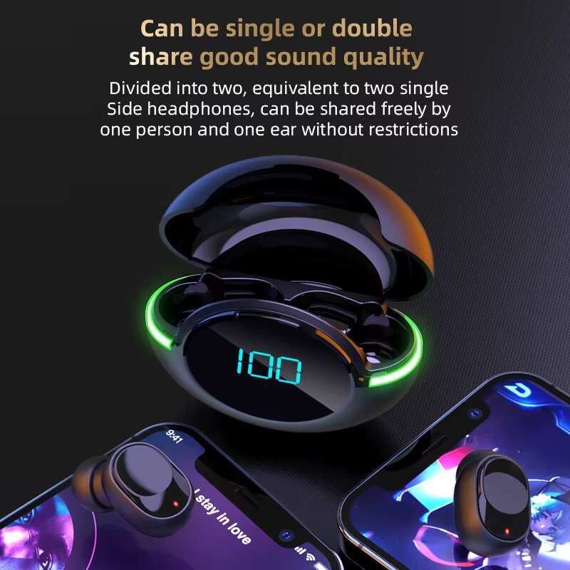 Y80 TWS Wireless Bt 5.3 Stereo Gaming Cool LED Lighting Headphones Sport Earbuds for iPhone and Android