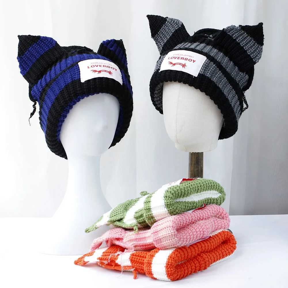 2024 NEW Winter Skullies Cute Women Hat Crochet Knitted Hat Costume Beanie Hats Colorful stripes christmas Gift Hiphop CAPXJ251101