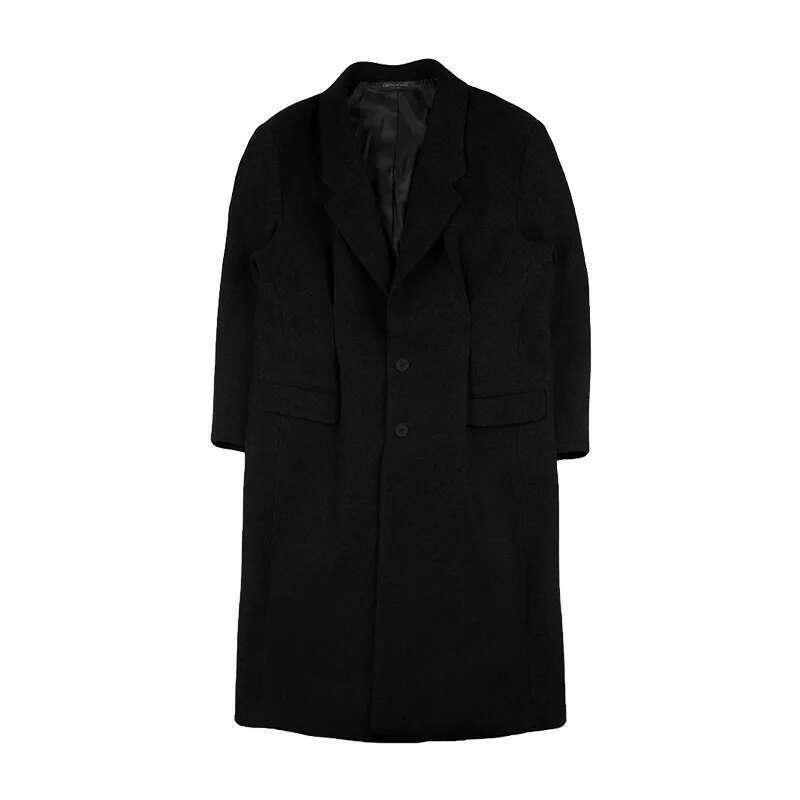 Men's Woolen Coat Spring Winter Thickened Korean Fashion Trend Loose 2025 Solid Color Long Sleeve Male Tops 24X1672
