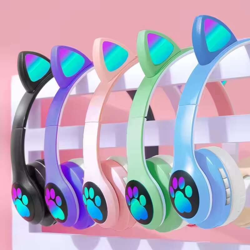 HiFi Headphone S28 Hot Cool Luminous Wireless Headset Earphone Auriculares Cute Cat Ear Headphones with Mic