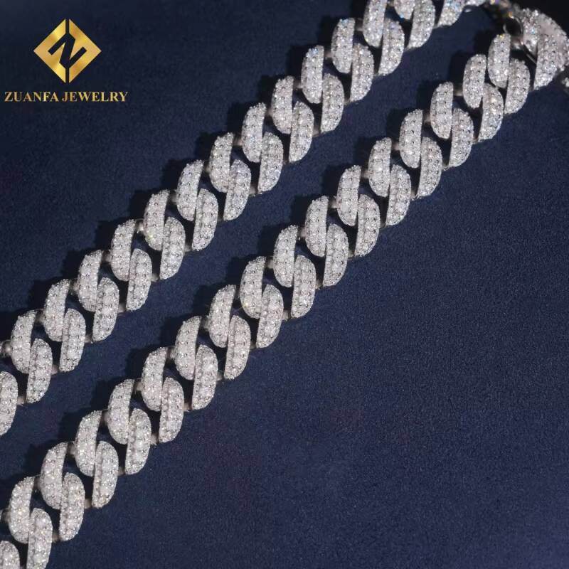 Trendy Style 925 Silver 15MM Miami Moissanite Lab Diamond Cuban Link Chain Custom Iced Out Hip Hop Necklace for Men Women