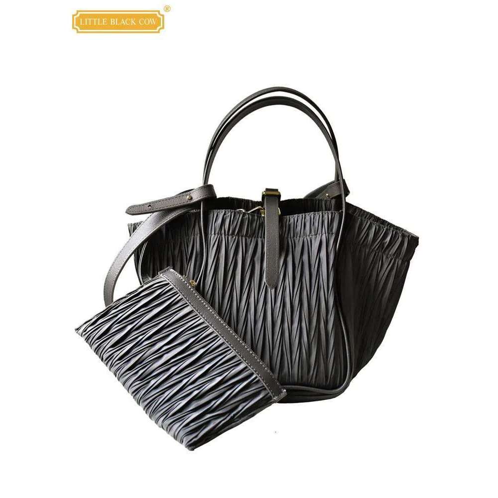 Women's Bags Office Ladies Nylon Bucket High Capacity Handbag Casual Fashion Tots Pleated Design Single Shoulder Bags Women Shopping Bag
