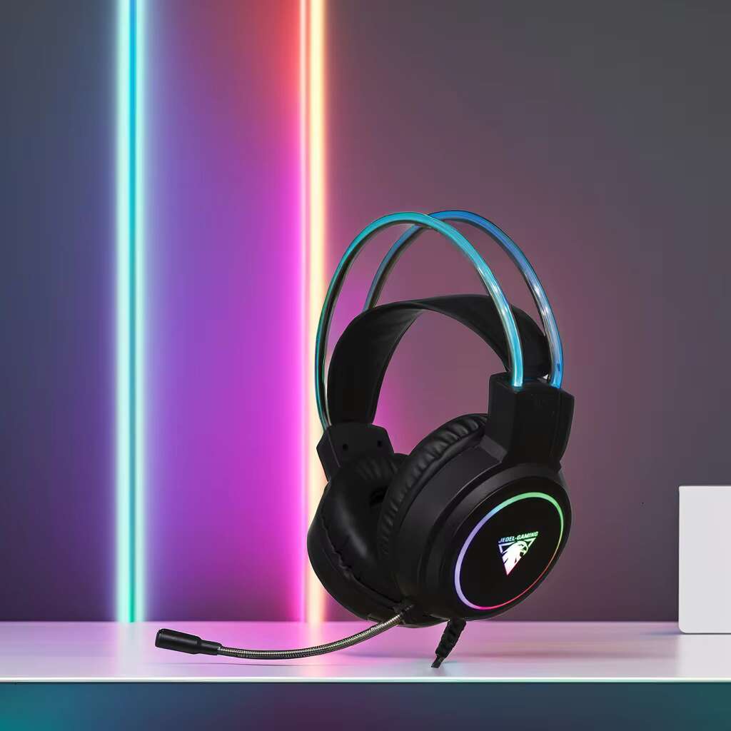 Jedel Wired Sports Headset with Cool Glowing Features Dynamic Microphone for Internet Cafe & Coffee Shop Use AAC Codecs