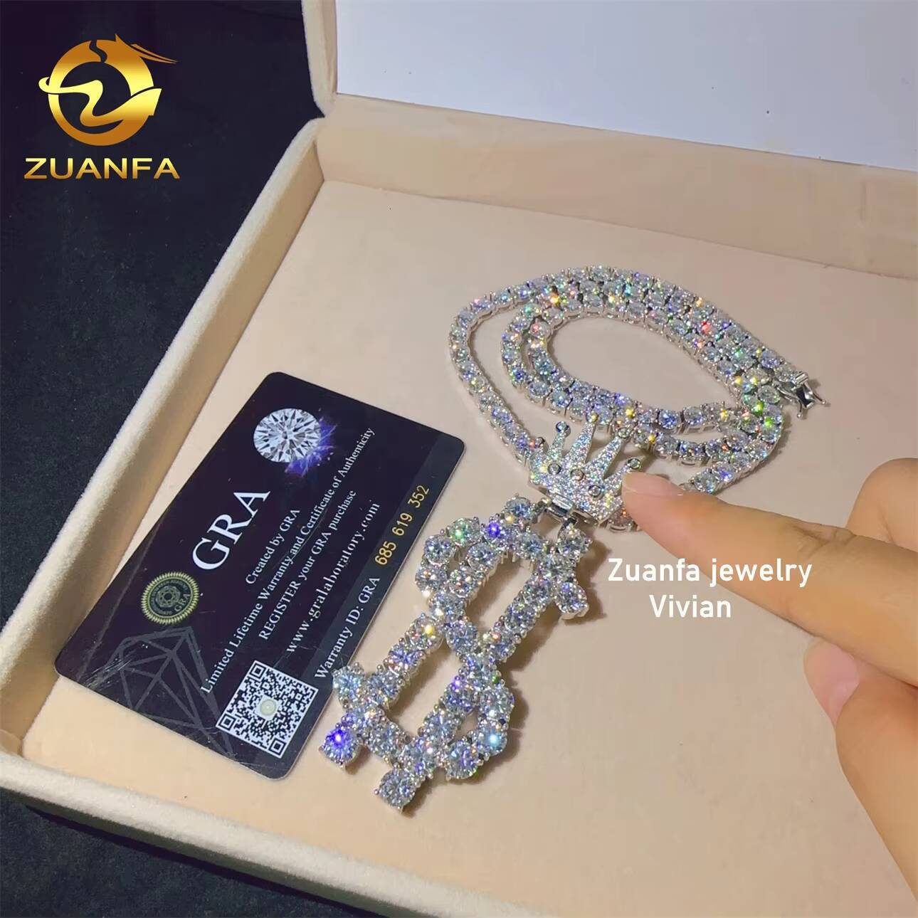 Sterling Silver 925 Custom Iced Out Hip Hop VVS Moissanite Fine Jewelry Fashion Moissanite Hip Hop Pendant