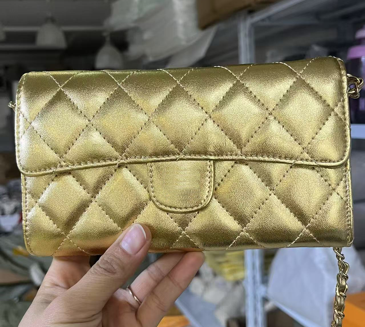 Designer Shoulder Chain Bag Shiny Gold bag silver Clutch Flap Handbag Totes Bags Luxury Wallet Leather Purse Women Crossbody Bag