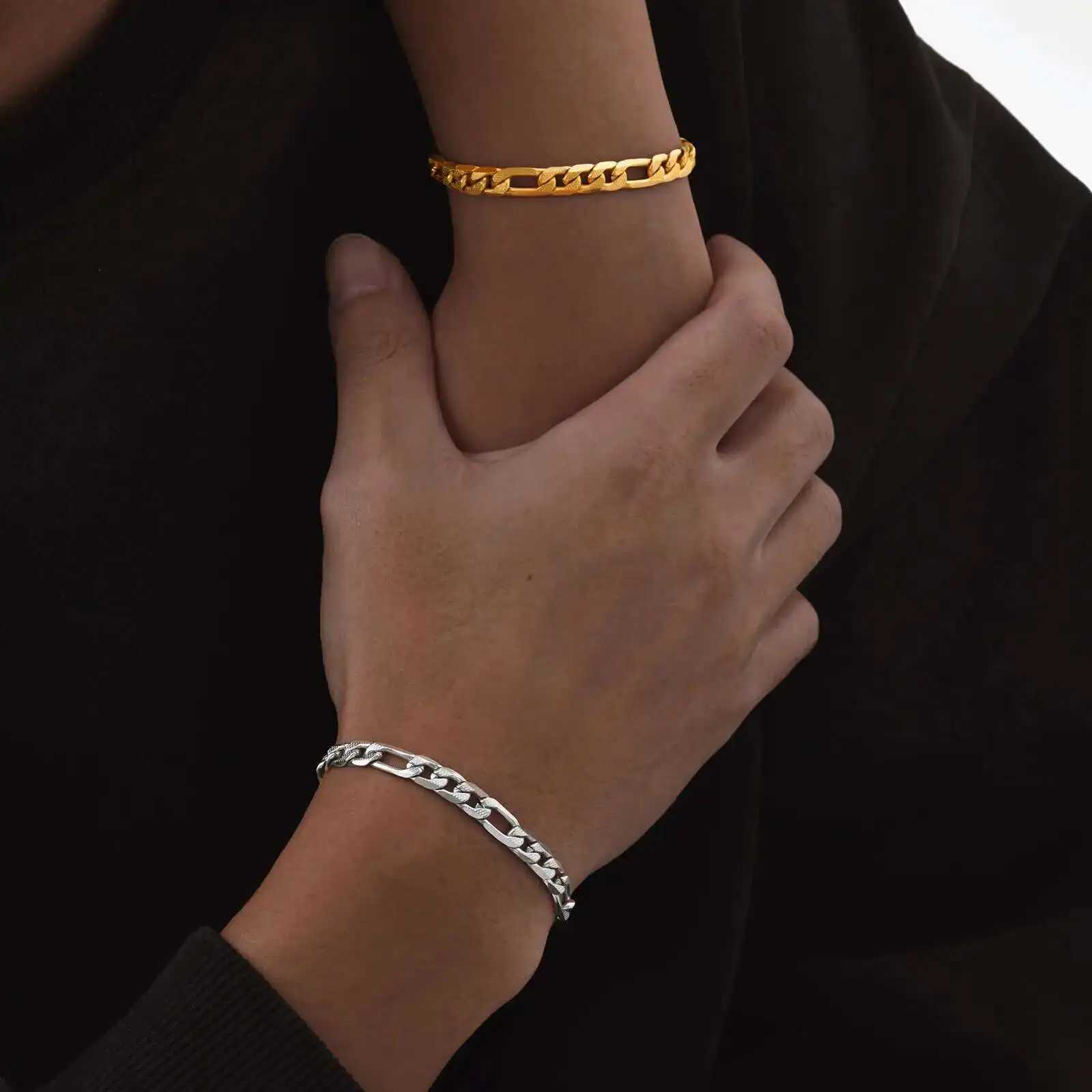 Prjewel stainless steel chain bracelet suitable for women and men K adjustable gold Sier color simple bracelet for couples fashionable handmade jewelr