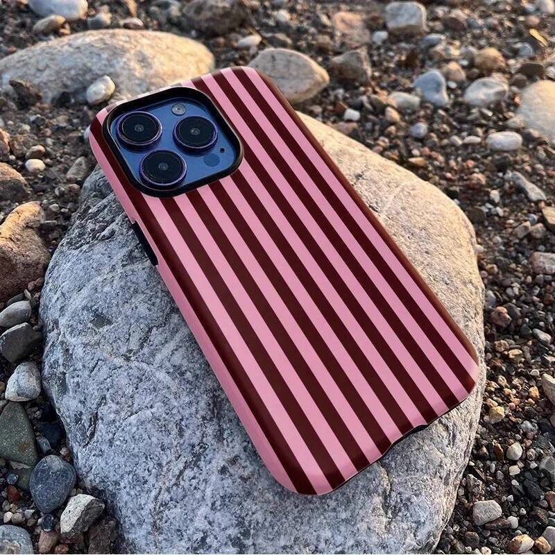 Phone Case for iPhone 16 15 14 13 12 11 X XS XR XSMAX 7 8 Pro Max Plus Luxury Fashionable Striped Black Double-layer Back Cover