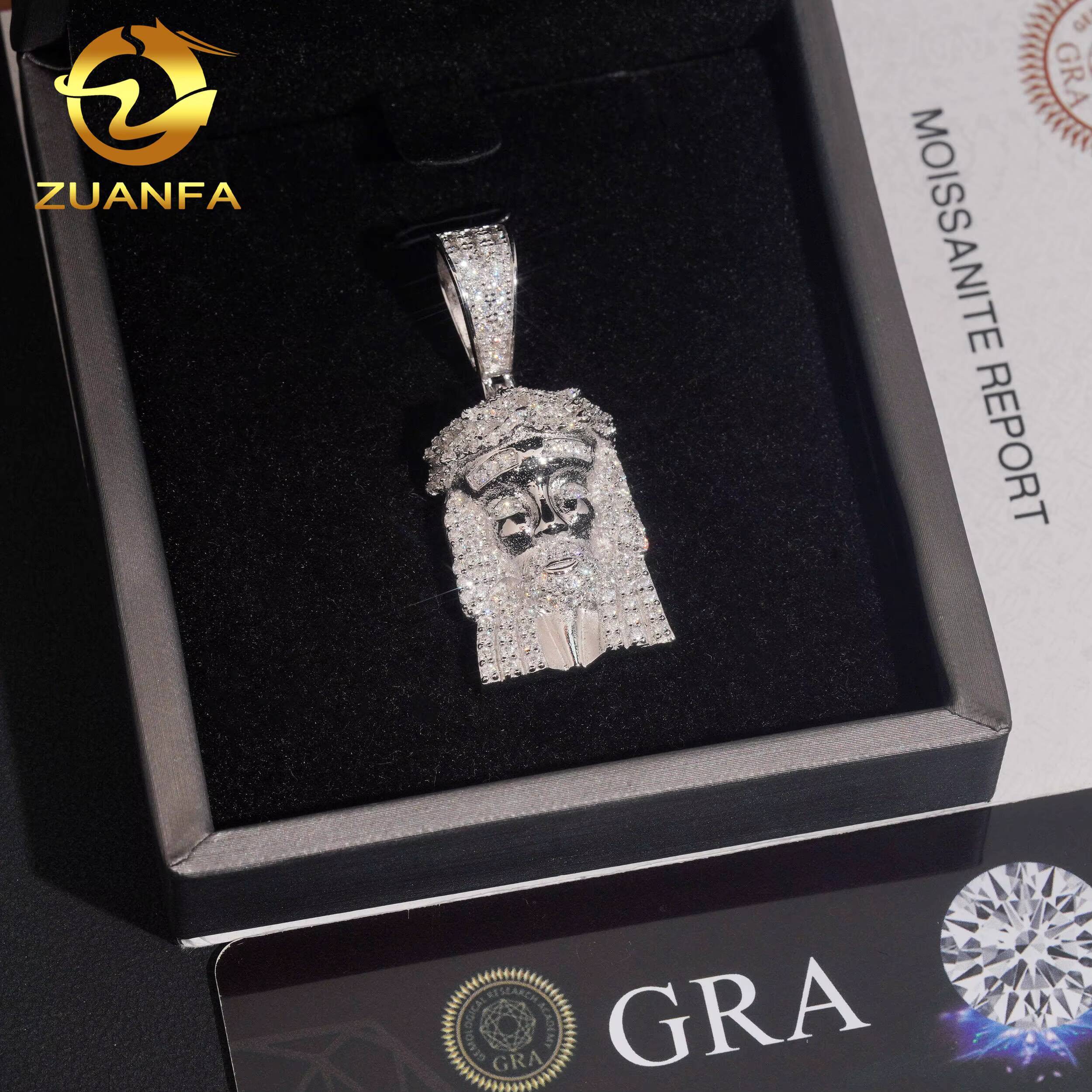 Small Jesus Head Pendant Moissanite Hip Hop Jewelry Iced Out Sterling Silver 925 Moissanite Custom Hip Hop Pendant for Men