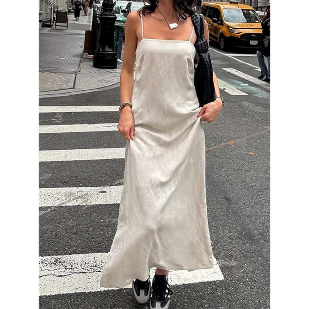 hoodie Baseball Jacket Fashion Solid En A-E Dress Women Suspender Backless Long Dresses Casual Thin Straps Female Vestidos 2025 New Holiday Style jack
