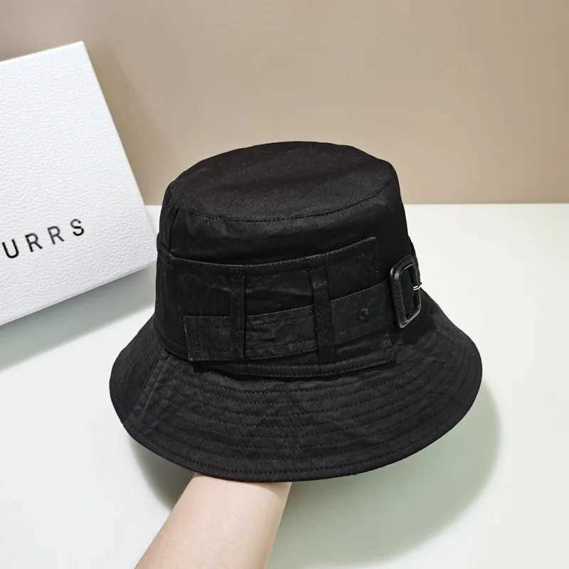 Designer brand fashionable womens belt buckle bucket hat luxury sunset Panama flat fisherman hat casual beach sun hat potted hat Y250329