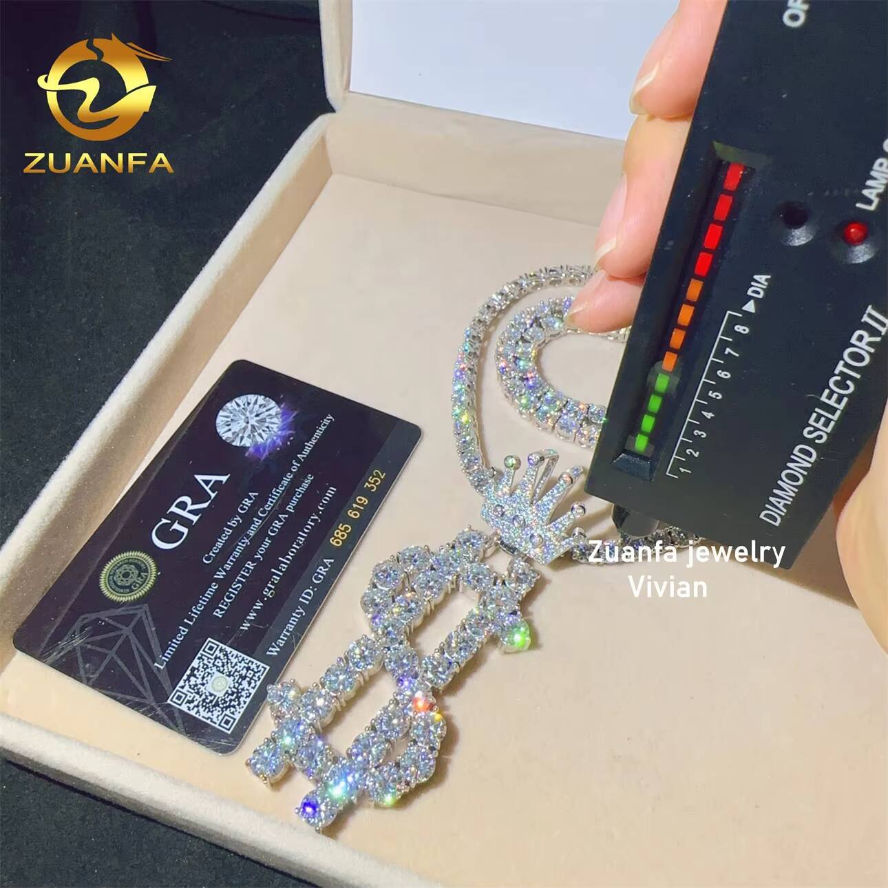 Sterling Silver 925 Custom Iced Out Hip Hop VVS Moissanite Fine Jewelry Fashion Moissanite Hip Hop Pendant