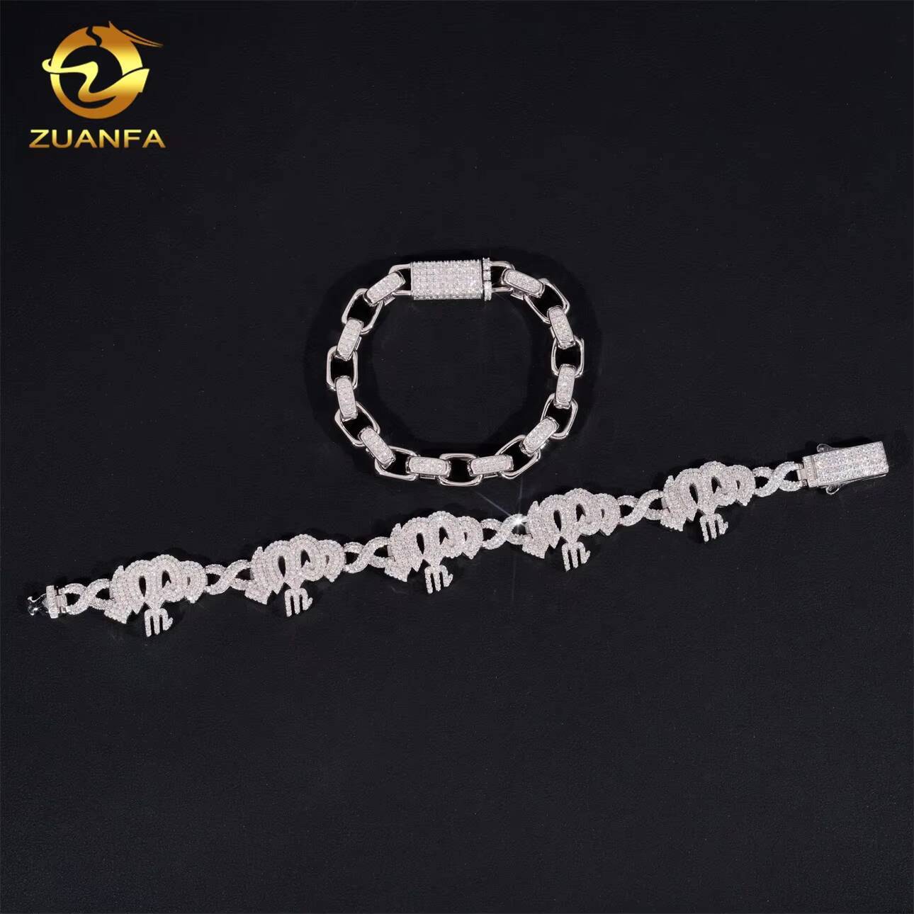 Hip Hop Jewelry Iced Out D Color VVS Moissanite Diamond Sterling Silver 925 Fashion Luxury Cuban Link Chain Bracelet