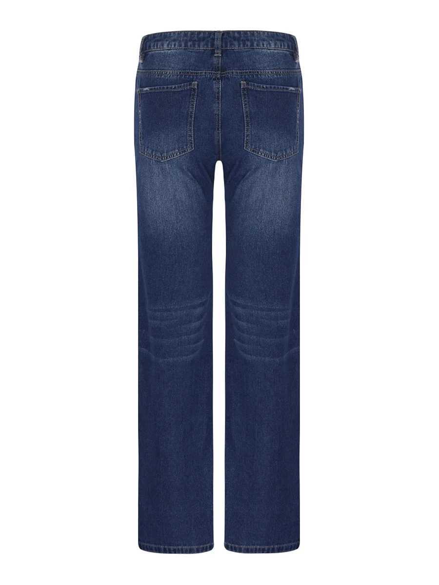 Women Men Denim Pants Casual Ripped Loose Straight Leg Jeans Trousers Trendy Bottoms for Streetwear J251031
