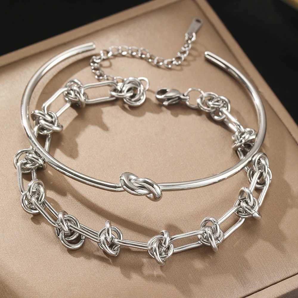 Stainless Steel Bracelets 2 Popular Creative Knot Bracelets Vintage Design Bracelets Womens Jewelry Unusual Gifts New Y250329