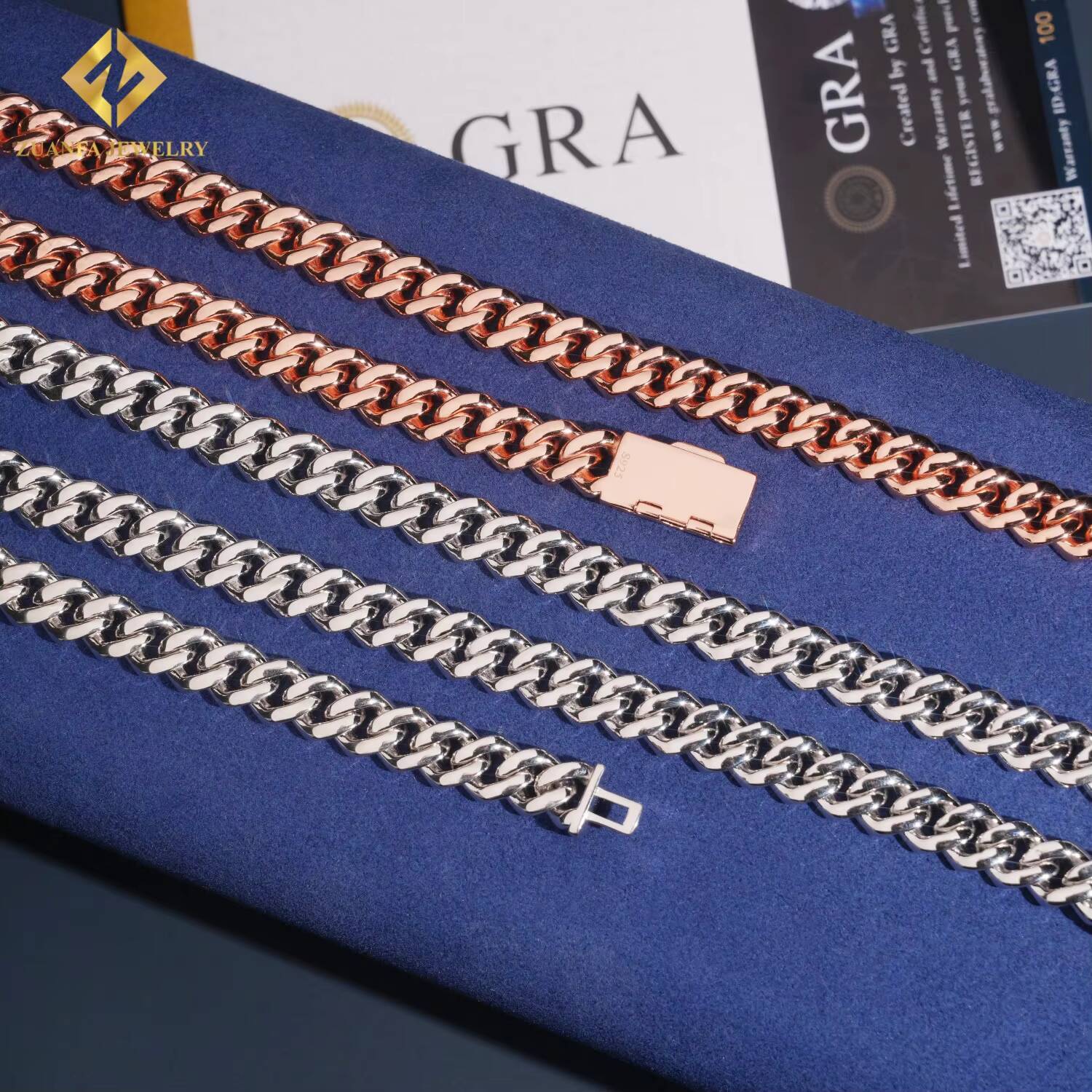 Wholesale Price Hip Hop Men Rose Gold Miami Necklace in 925 Silver 10mm Iced Out Moissanite Cuban Link Chain Rock Jewelry