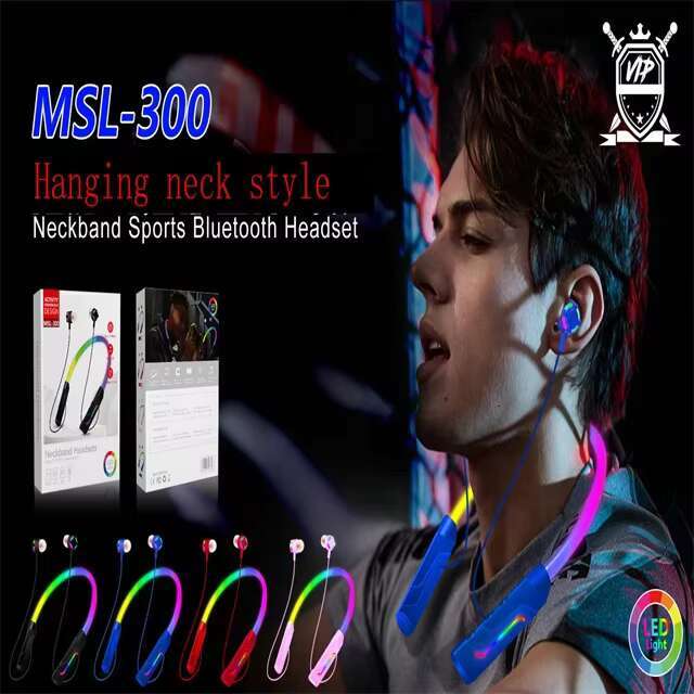 Colorful Luminous Hanging Neck Band Sport Music Gaming Wireless Earphone Light E-Commerce Neckband Headset Rgb Flash Headphone