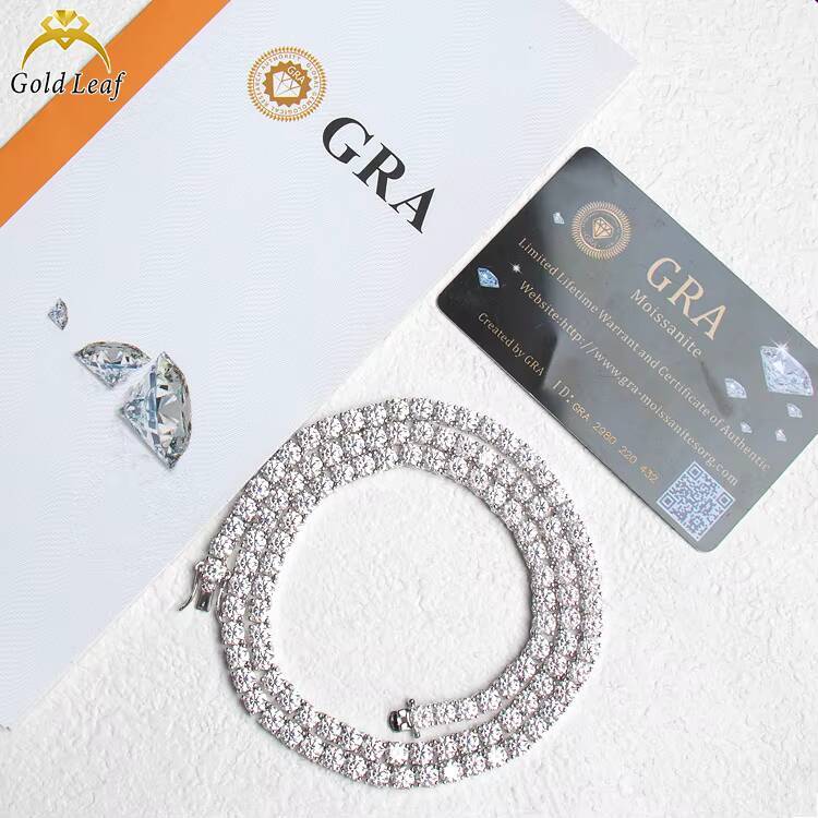 Goldleaf 925 Silver Hip Hop Fashion Jewelry Moissanite Diamond Bracelet Princess Cut Moissanite Tennis Chain for Women Men