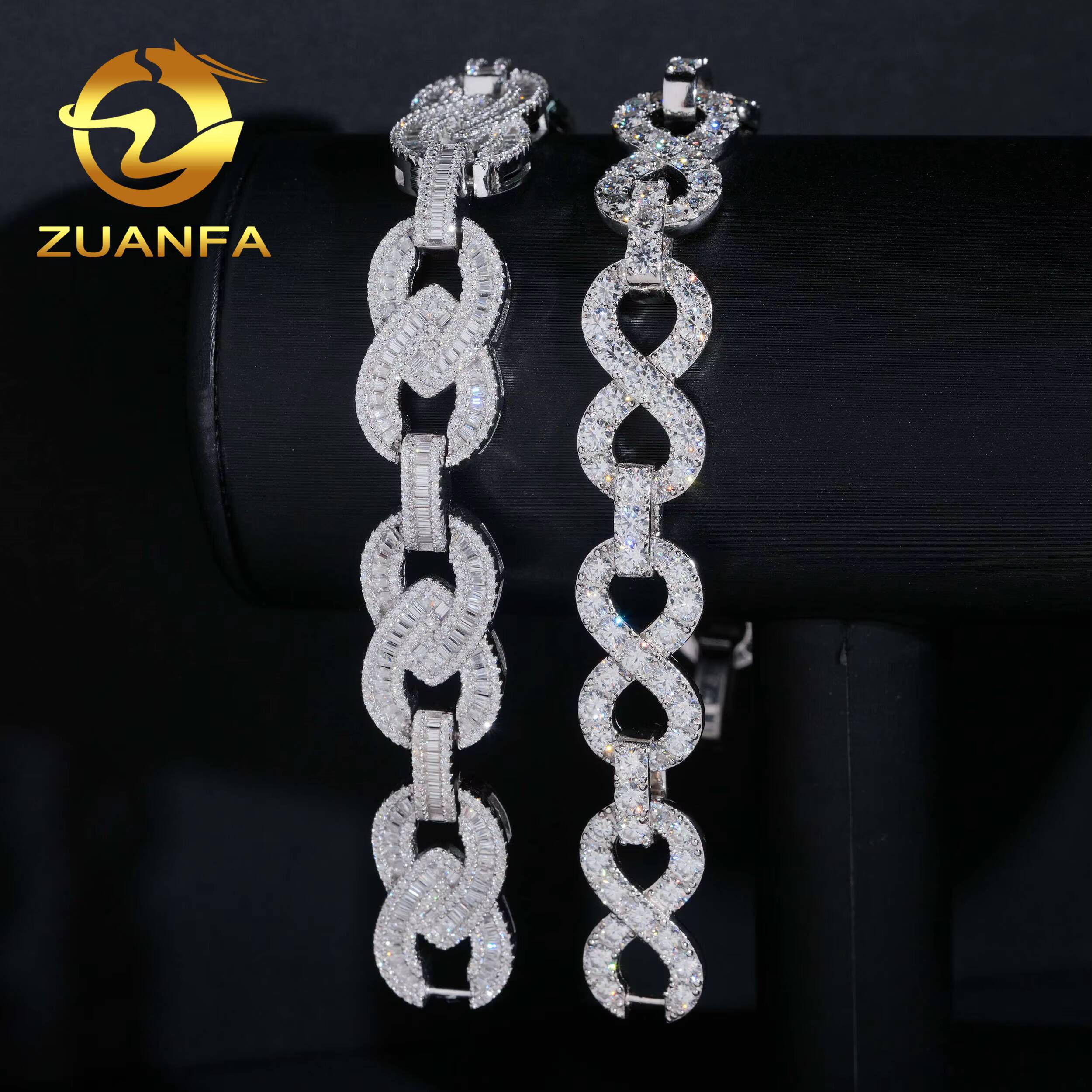 Hip Hop Jewelry 13mm 15mm VVS Moissanite Cuban Link Bracelet 925 Silver Pass Diamond Tester Infinite Moissanite Bracelet