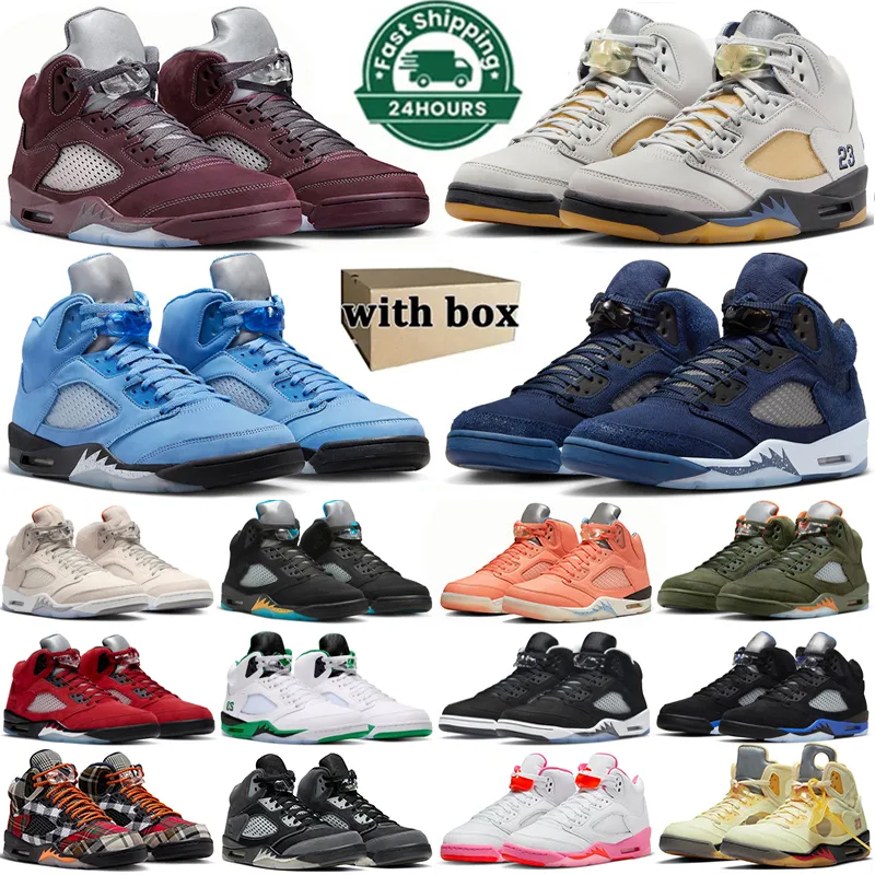 men With box 5s basketball shoes UNC University Dawn Dusk Georgetown Bury Olive Aqua Lucky Green Racer Blue mens trainers outdoor sneakers size 36-47