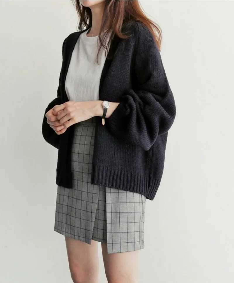 Elegant Knitted Solid Cardigan Coats Fashion Women Loose Long Sleeve Spring Autumn Sweaters Casual 2025 New Korean CardigansT251101