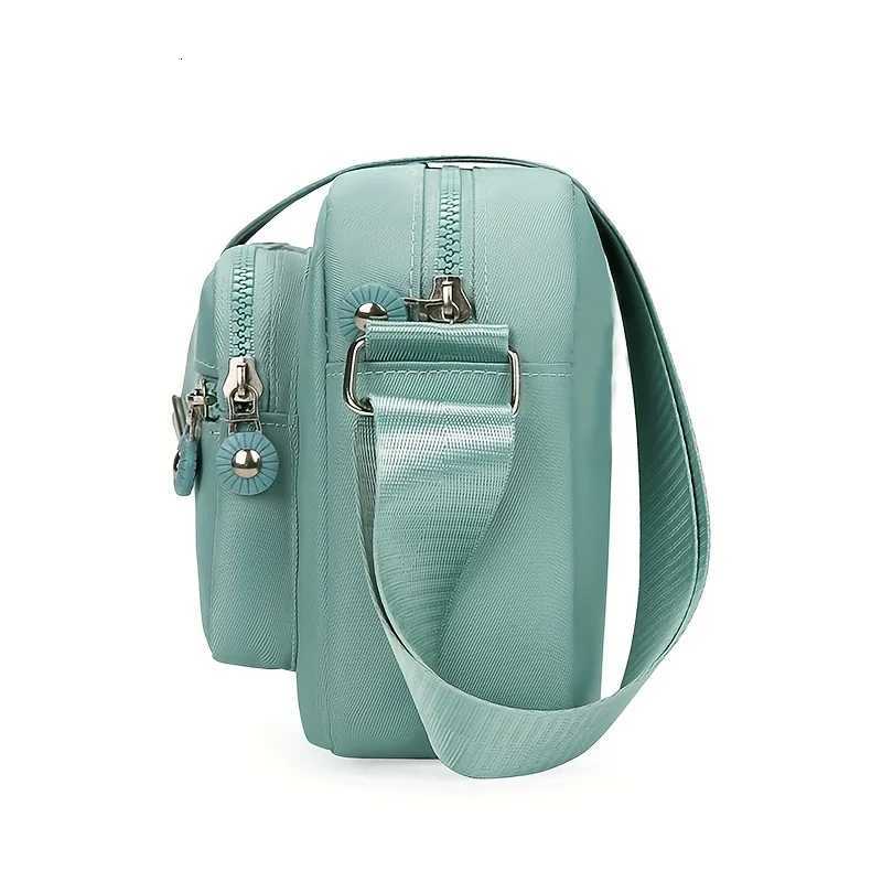 1pc Lightweight Nylon Womens Shoulder BagAdjustable StrapCasual Crossbody Design in MintZipper Closure Ideal for EverydayW251101