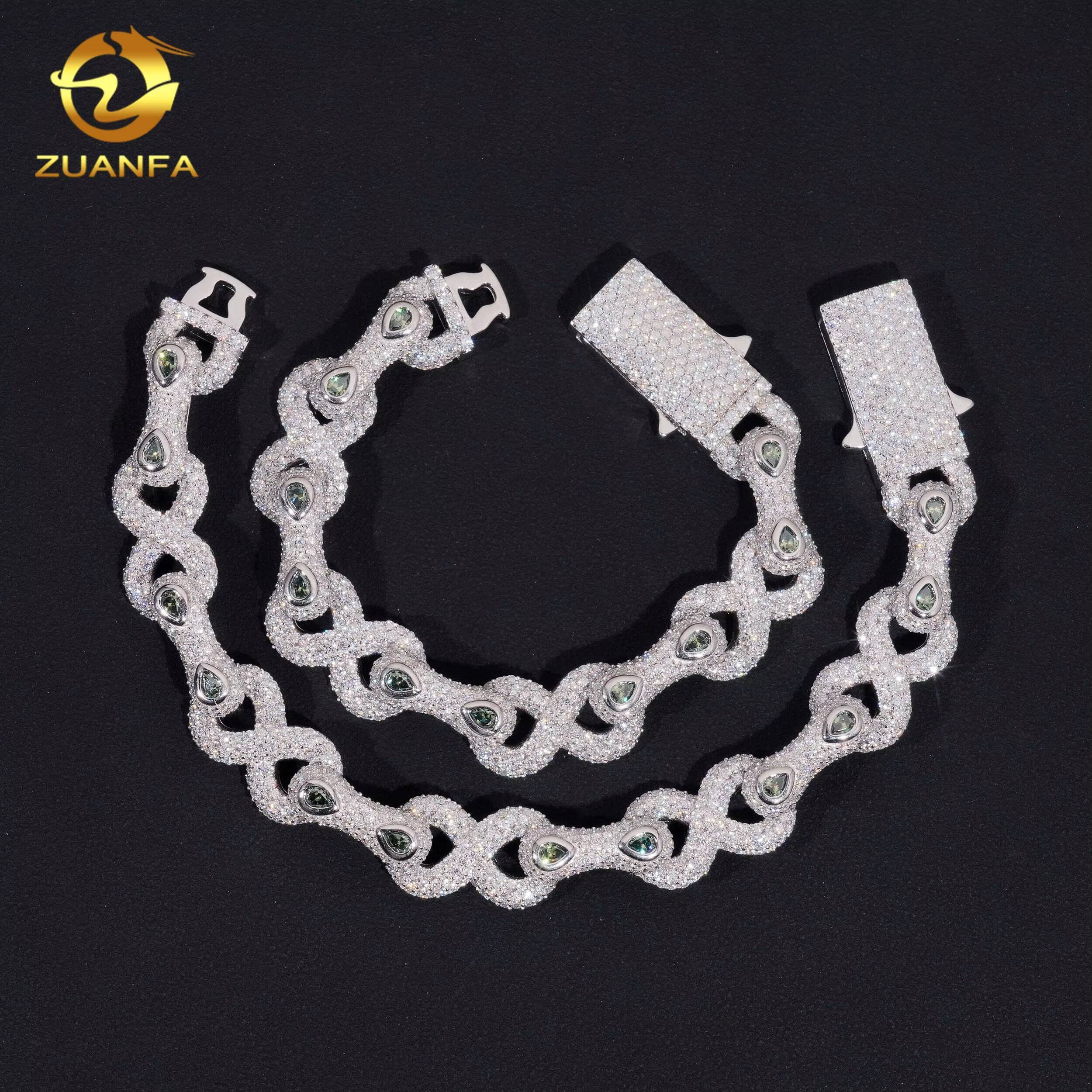 Hip Hop Jewelry13mm Color Moissanite Cuban Link Bracelet Bezel Setting 925 Silver Pass Tester Cuban Bracelet for Rapper