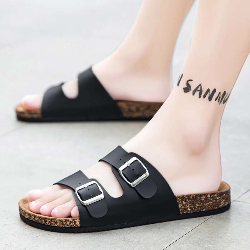 Fashion Classic Unisex Slippers Comfortable Summer Cork Shoes For Men Outdoor Sandals Microfiber Plus Size 36-45