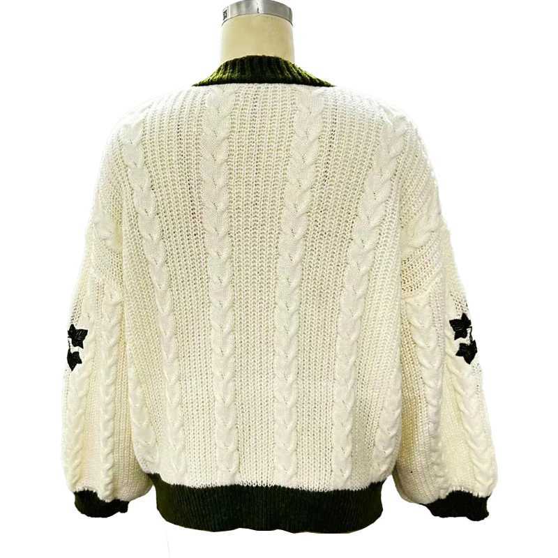 Cardigan Taylor Version Green Vine Embroidered Button Down Cable Knit Sweater Women Fall Winter Vintage OutfitT251101