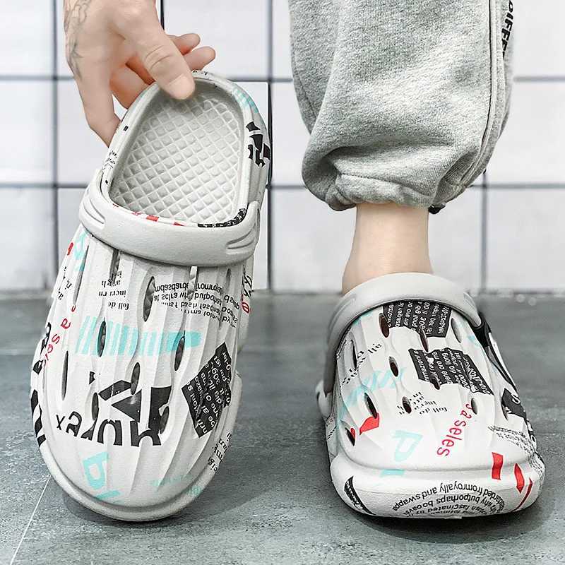 Summer mens slippers casual sports shoes thick soled garden dinner lights jet mens EVA water shoes outdoor beachXJ250401