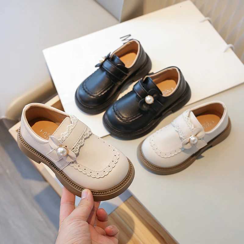 Girl Leather Shoes for School Party Wedding Kids Black Loafers Slipon Children Flats Shoes Sweet Fashion Chic Bow British StyleT251101